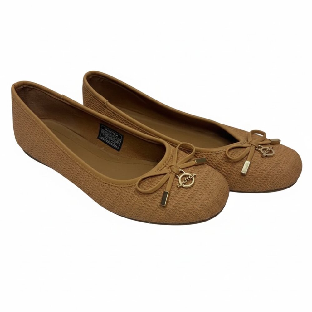 Nautica Tan Ballet Flats 7.5 Woven Texture